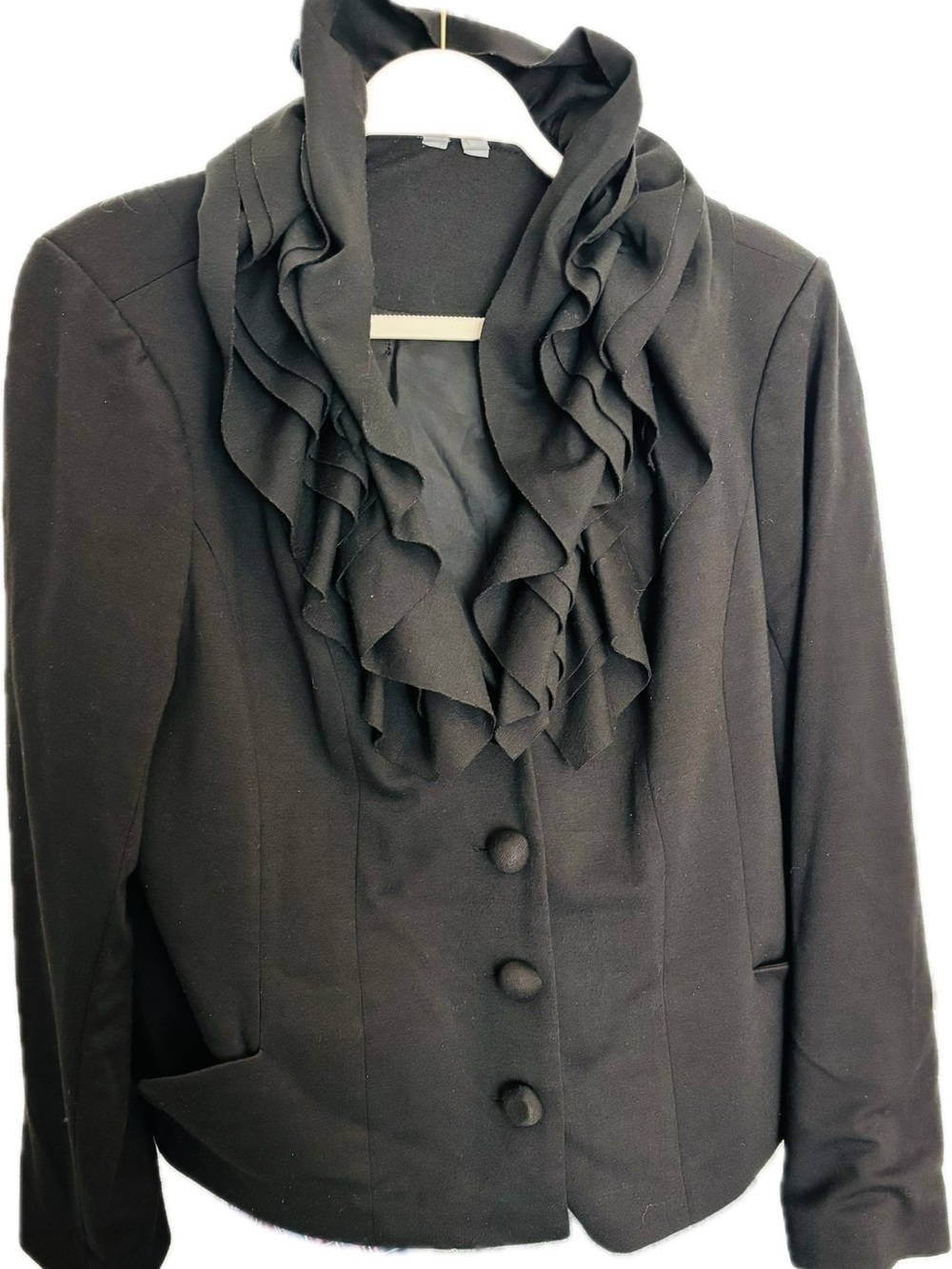 Madison Black Ruffle-Front Blazer - Picture 4 of 8